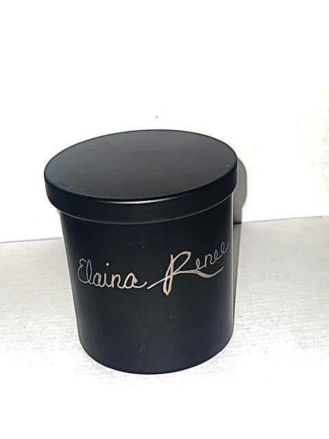 Matte black minimal aesthetic 10 oz candle with lid