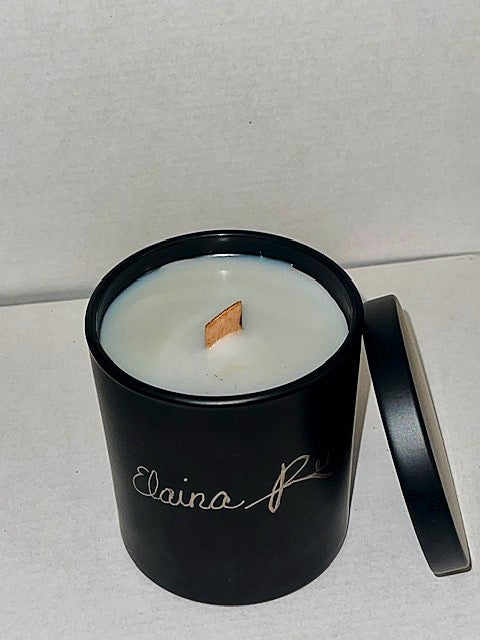 White Veil scented candle in 10 oz matte black glass candle jar